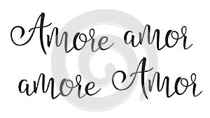 Funny Modern Calligraphy Ink Of Word Amor Vector photo