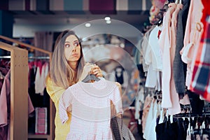 Funny Mom Choosing Between Two Dresses for her little Girl