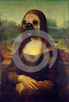 Funny Mona Lisa Dog Face Painting Spoof photo