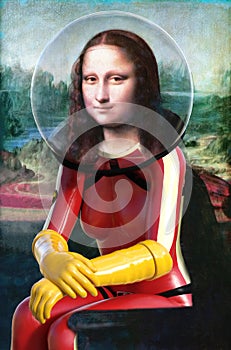 Funny Mona Lisa, Astronaut Spacesuit photo