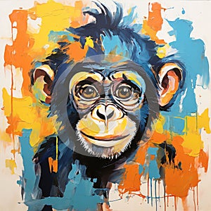 Funny monkey animal colorful illustration