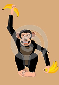 Funny monkey with bananas vector illustration