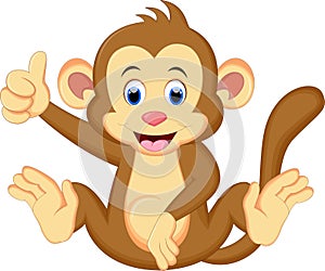 Funny monkey cartoon sitting