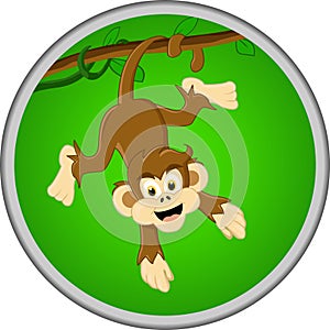 Funny monkey cartoon on tree