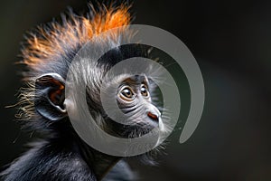 Funny monkey with a colored punk mohawk