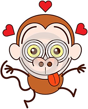 Funny monkey feeling madly in love