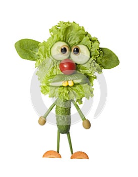 Funny monster made with fresh green vegetables