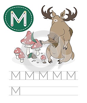 Funny moose and letters M