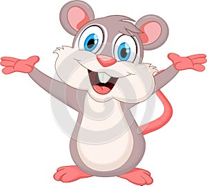 Funny mouse cartoon waving hand