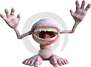 Funny Mouth Monster Man Isolated