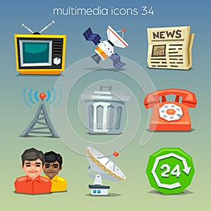 Funny multimedia icons-set 34