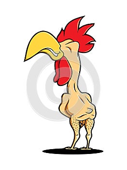 Funny naked rooster cock chicken logo food farm industry restaurant mascot fast food