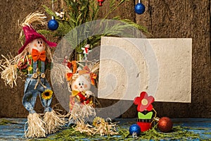 Funny Nativity Scene Christmas card.Copyspace