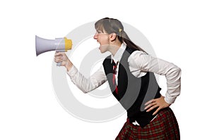 The funny nerd student isolated on white