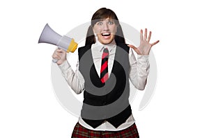 Funny nerd student isolated on white