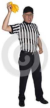 Funny NFL Football Referee or Umpire, Penalty Flag, Isolated photo