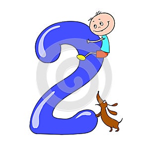 Funny numbers with cartoon characters children. 2