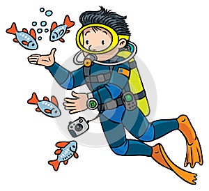 Funny oceanographer or diver