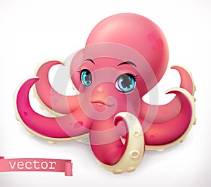 Funny octopus. 3d vector icon