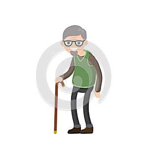 Funny old man with cane. Senior and Active Lifestyle