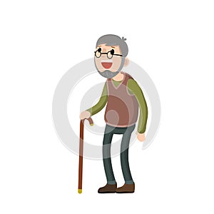 Funny old man with cane. Senior and Active Lifestyle,