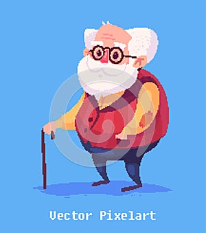 Funny old man character. Isolated vector illustration.