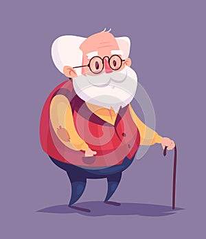 Funny old man character. vector