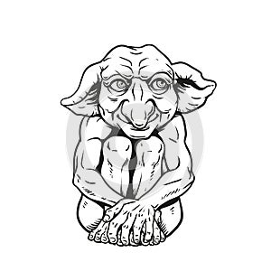 Funny Old Man Gargoyle