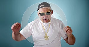 Funny Old Rich Man With Gold Chain
