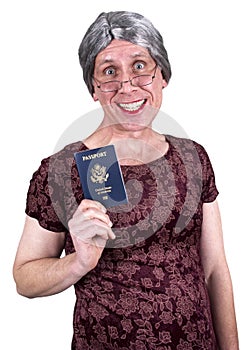 Funny Old Ugly Mature Senior Woman Passport Travel