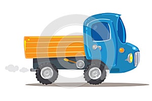 Funny orange with blue truck