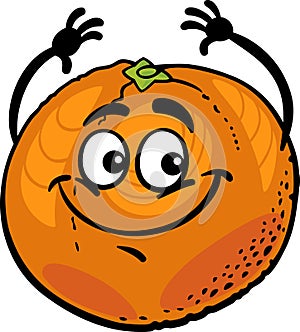 Funny orange fruit cartoon illustration