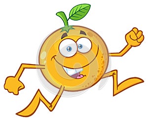 Funny Orange Fruit Cartoon Mascot Character Running