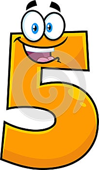 Funny Orange Number Five 5 Cartoon Character