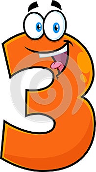 Funny Orange Number Three 3 Cartoon Character