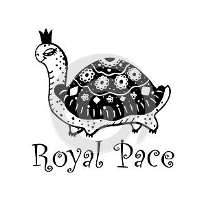 A funny ornamental turtle, Royal pace