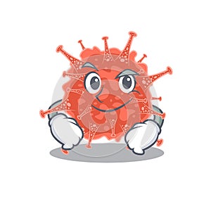 Funny orthocoronavirinae mascot character showing confident gesture photo