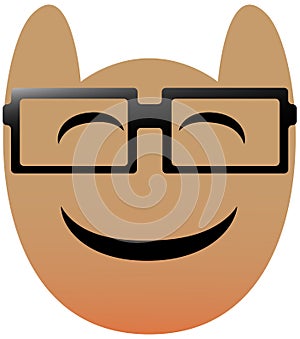 Funny owl face of a set with big eyes. Smart Glasses Kawaii Emoji. Icons with a beautiful gradient