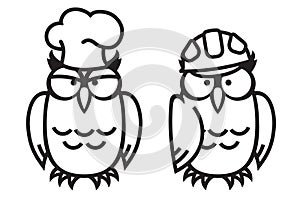 Funny owls: owl-cock and owl-worker.