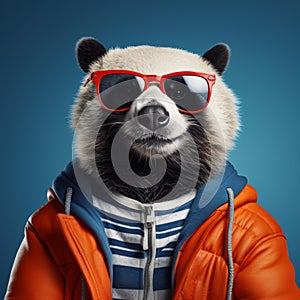 Funny Panda Bear Wearing Sunglasses In Urban Style