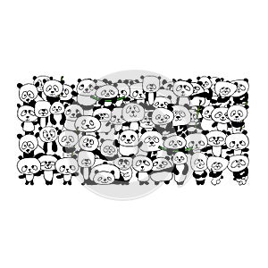 Funny panda family for your design