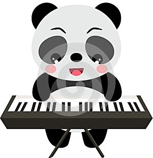 Funny panda playing the piano