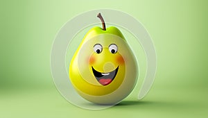 Funny pear with smiling face. AI generated