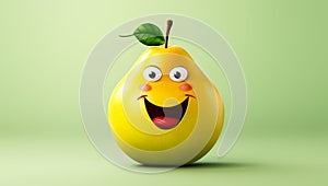 Funny pear with smiling face. AI generated
