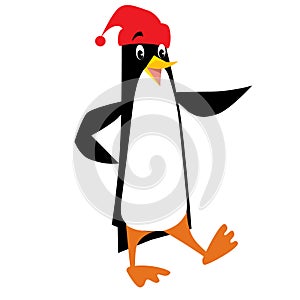 Funny penguin in beanie with pompom