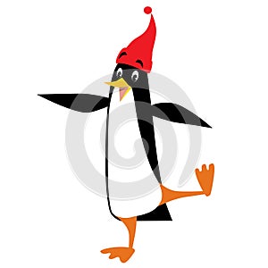 Funny penguin in beanie with pompom
