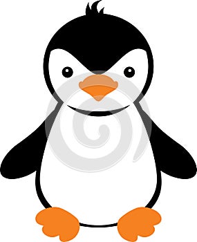 Funny penguin. Simple flat drawing