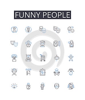 Funny people line icons collection. Amiable, Festive, Hospitality, Companionship, Jovial, Socialization, Rejoicing