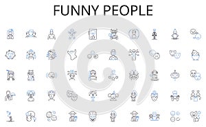 Funny people line icons collection. Bluetooth, Wifi, Cellular, Signal, Antenna, Router, Nerk vector and linear