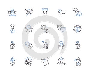 Funny people outline icons collection. Humorous, Comic, Comedian, Cheerful, Amusing, Lighthearted, Jocular vector and